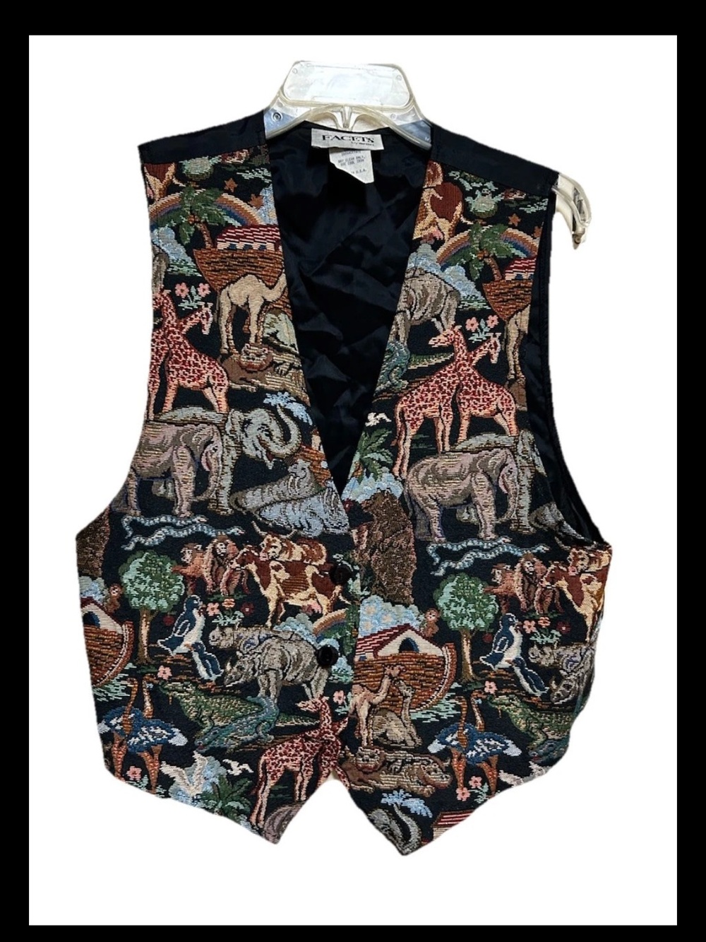 Vintage Facets Vest Size Large Tapestry Noah’s Art And Animals